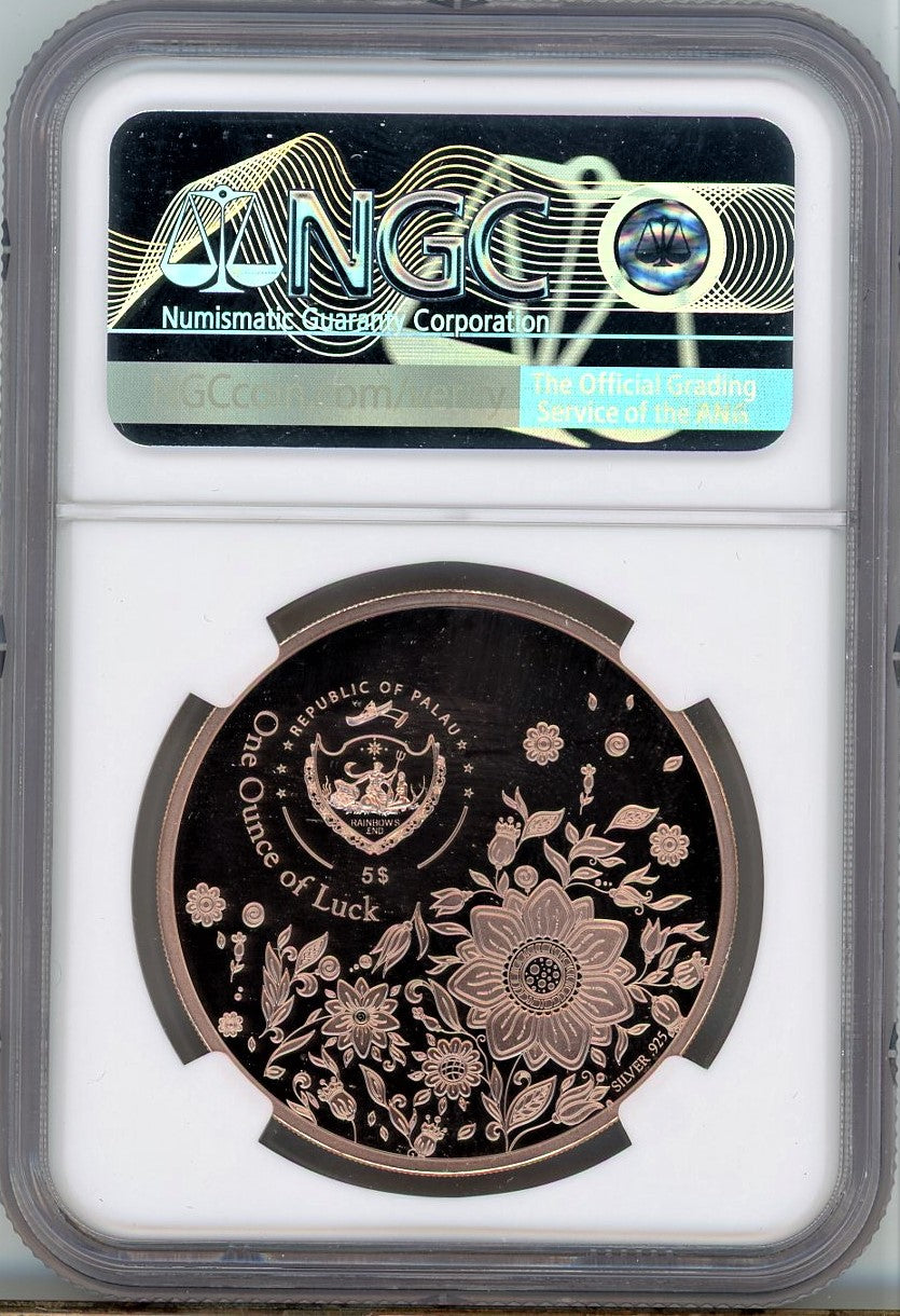 2021 Gilt Palau S$5 Four Leaf Clover - NGC PF70 Ultra Cameo