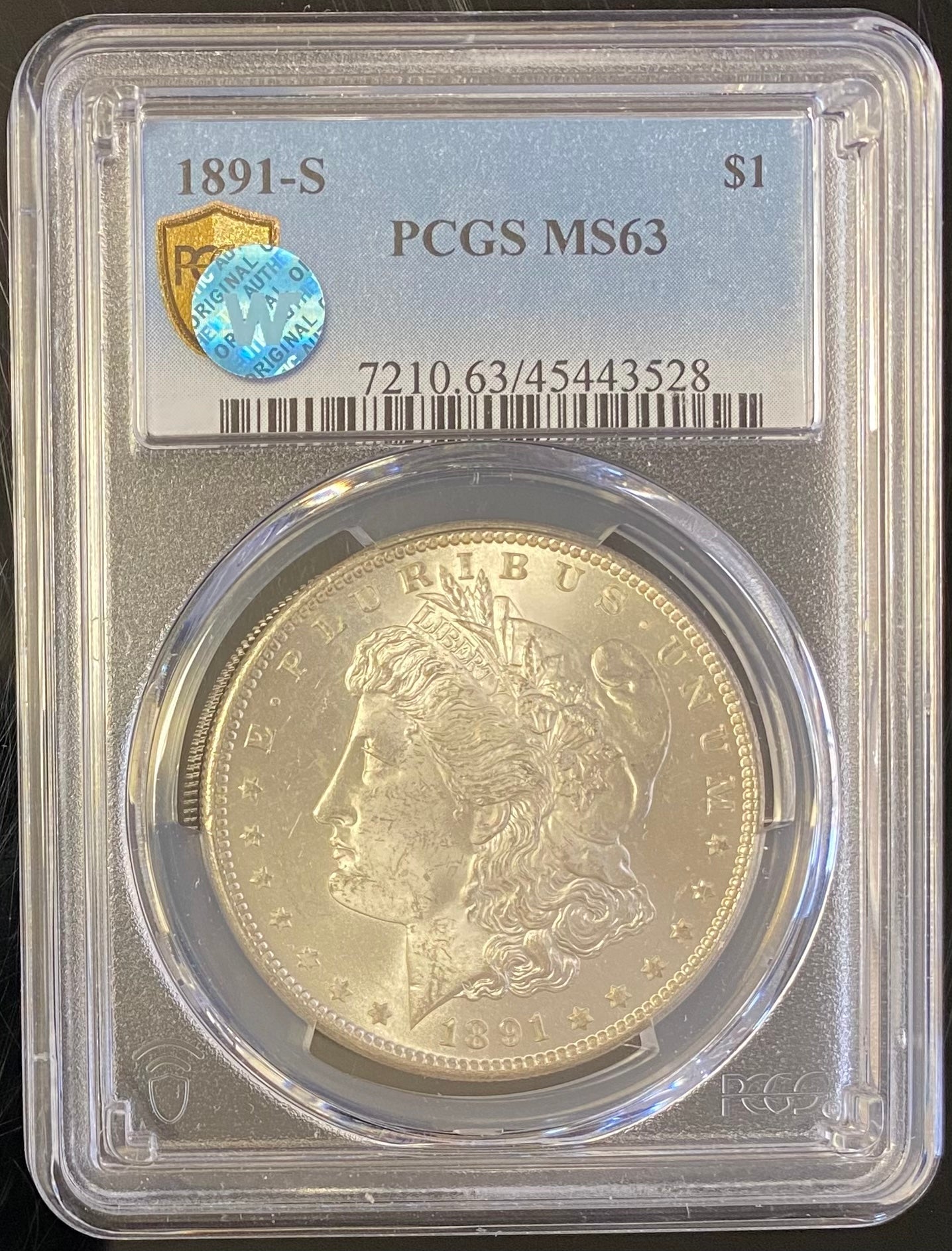 1891-S Morgan Silver Dollar San Francisco - PCGS MS63 Sight White