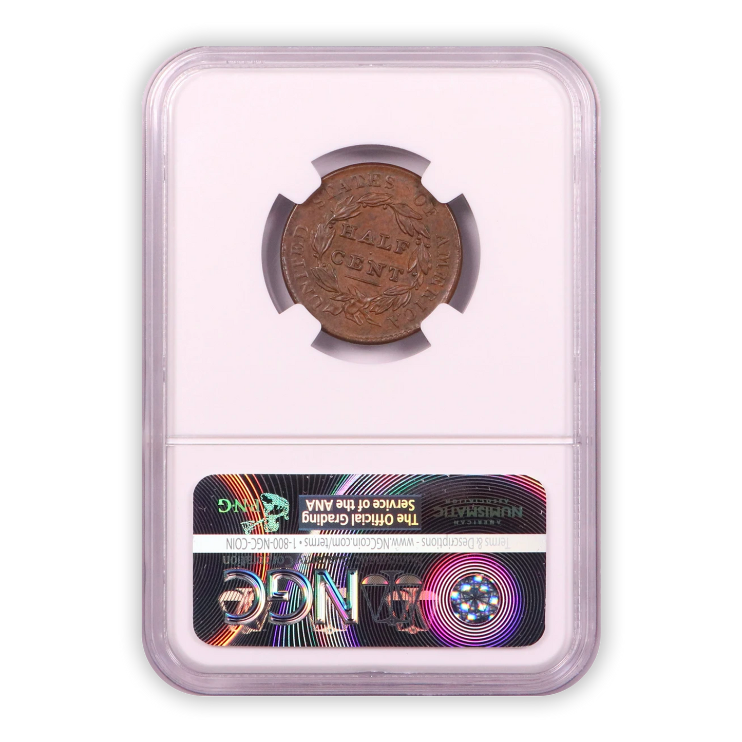 1828 Classic Head Half Cent - NGC AU58 BN Rotated Dies