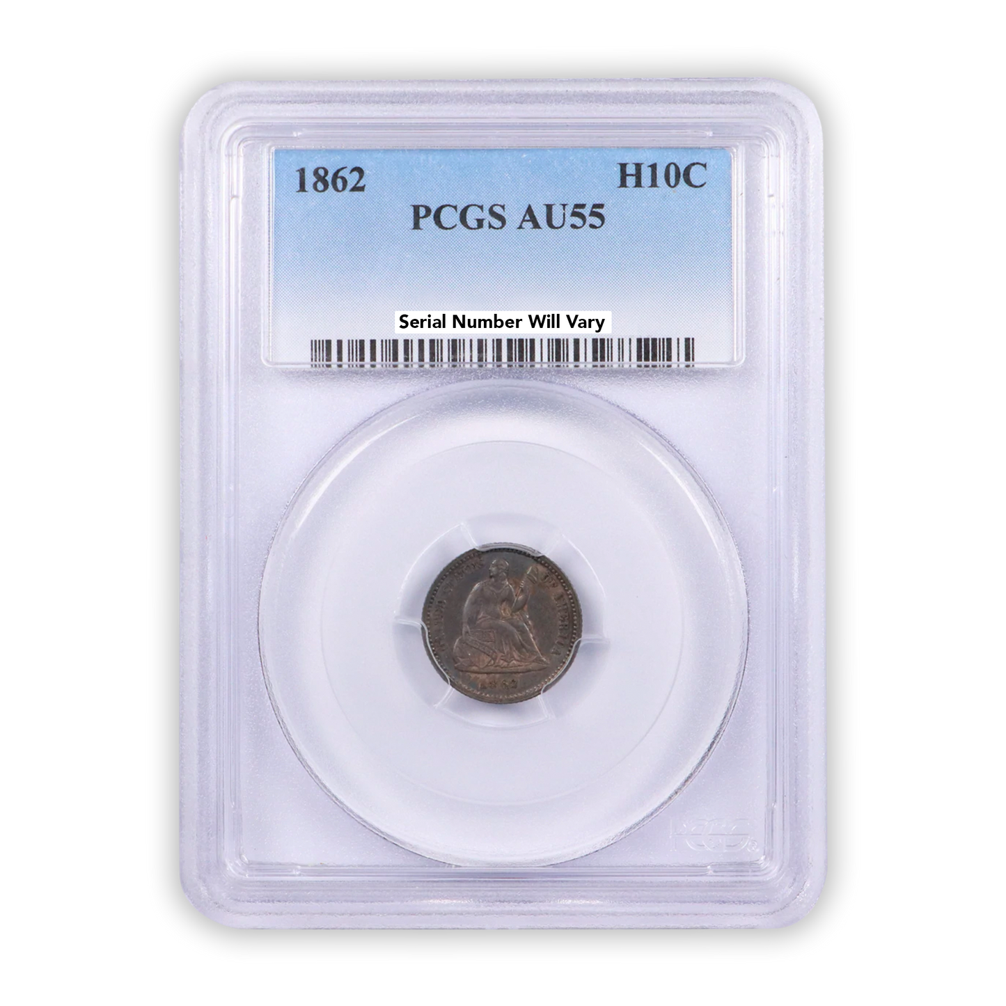 1862 Seated Liberty Half Dime - PCGS AU55