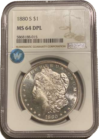 1880 S Morgan Silver Dollar San Francisco - NGC MS64 DPL Sight White