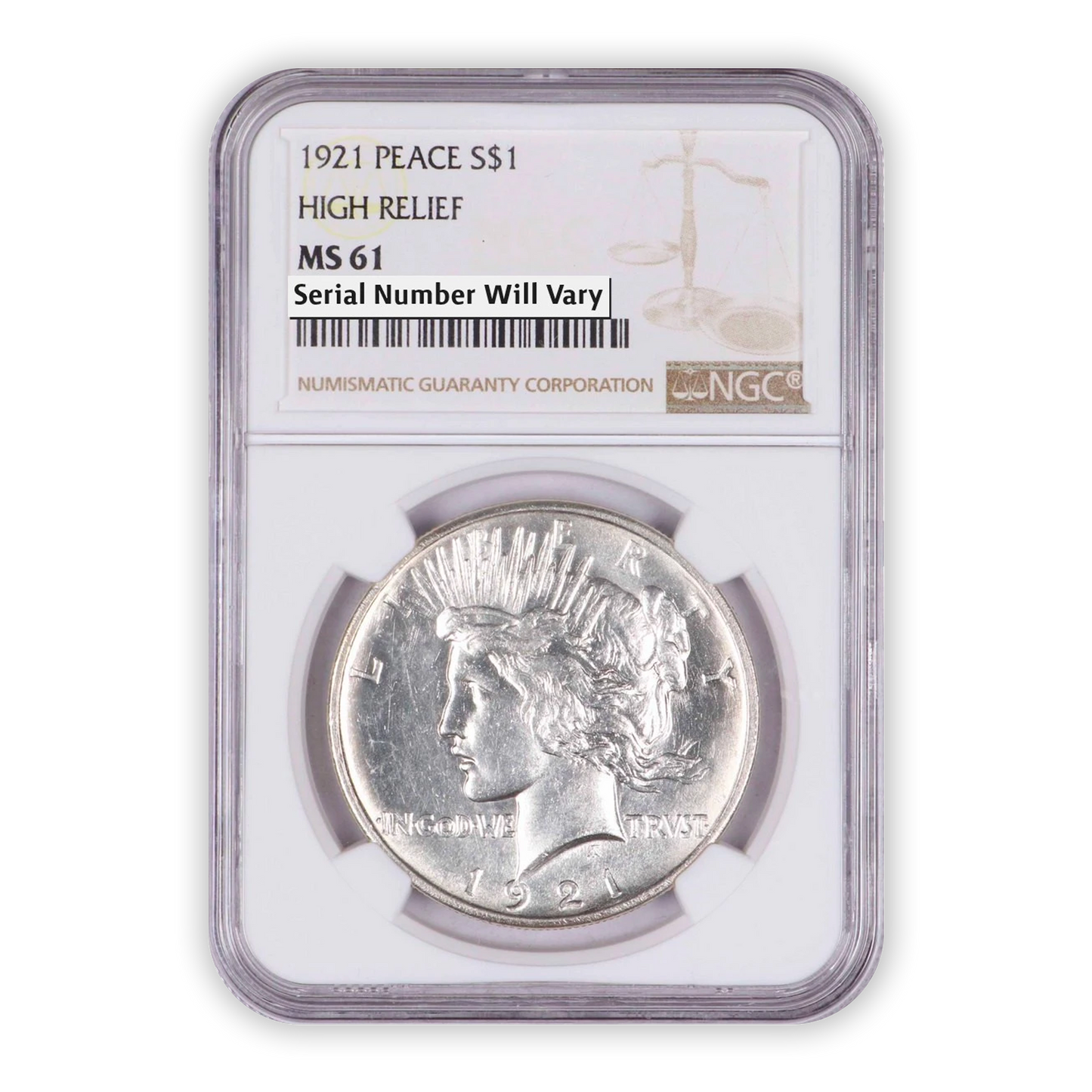 1921 Peace Silver Dollar Philadelphia - NGC MS61
