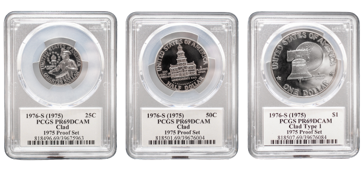1975 US Proof 3 pc Bicentennial Set - PCGS PR69