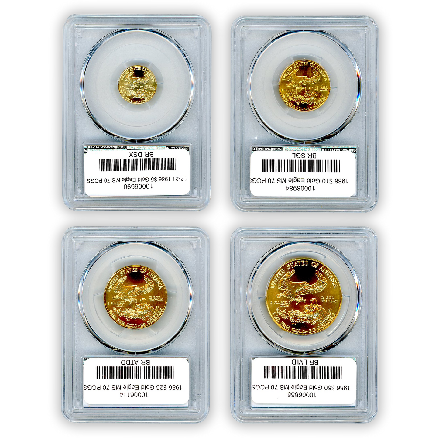 1986 Gold Eagle 4 pc Set - Mint State - PCGS MS70