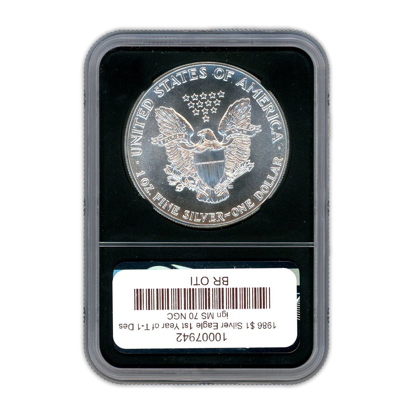 1986 Silver Eagle - NGC MS70 Anna Cabral Label