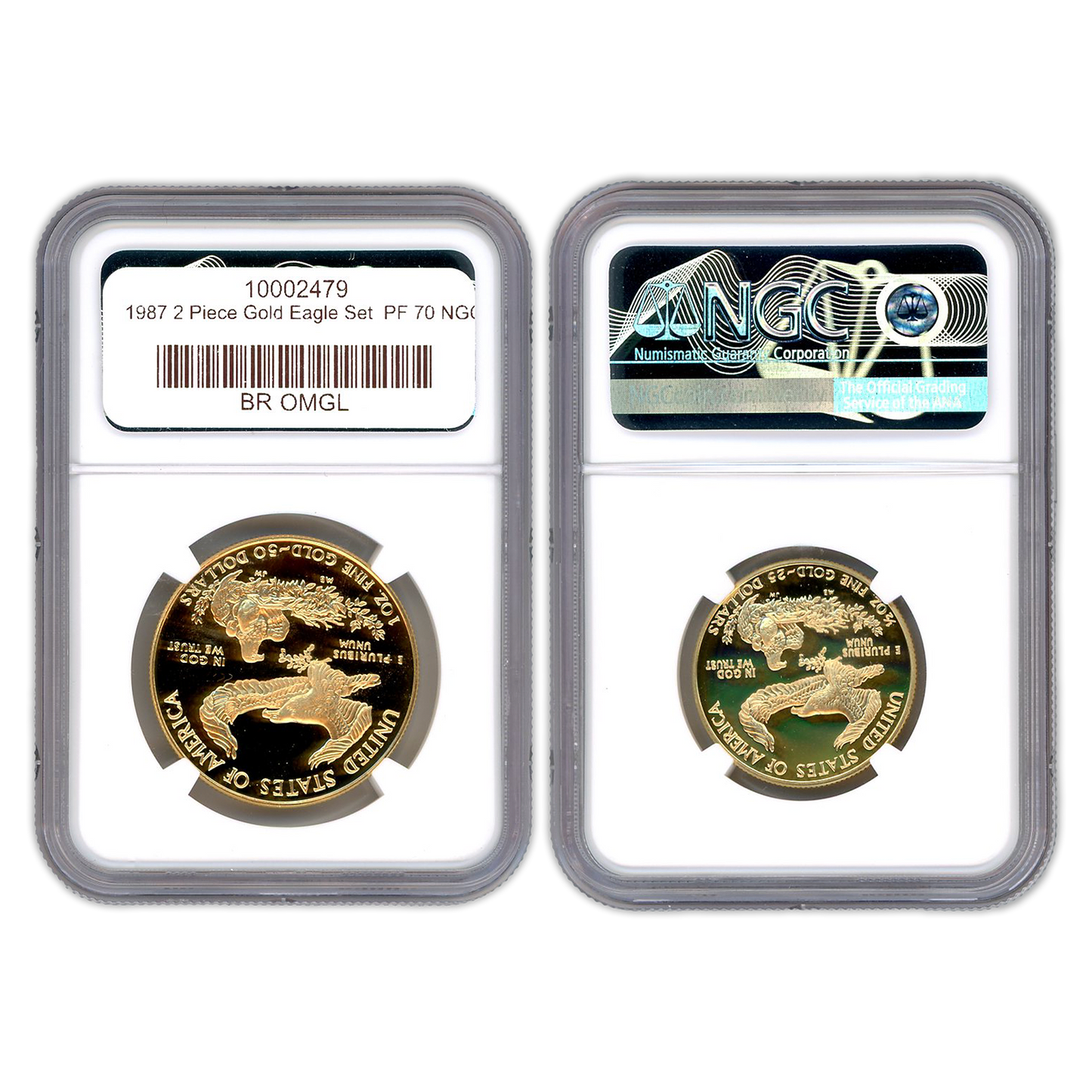 1987 2 Pc Gold Eagle Set NGC PF70