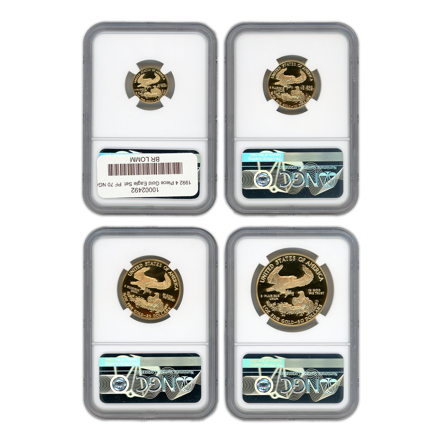 1992 4 Piece Gold Eagle Set NGC PF 70