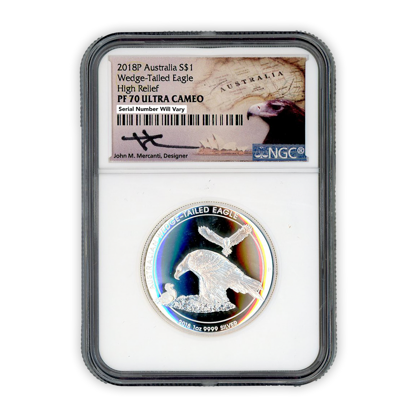 2018P Australia Silver Dollar Wedge-Tailed Eagle - High Relief - NGC PF70 Ultra Cameo