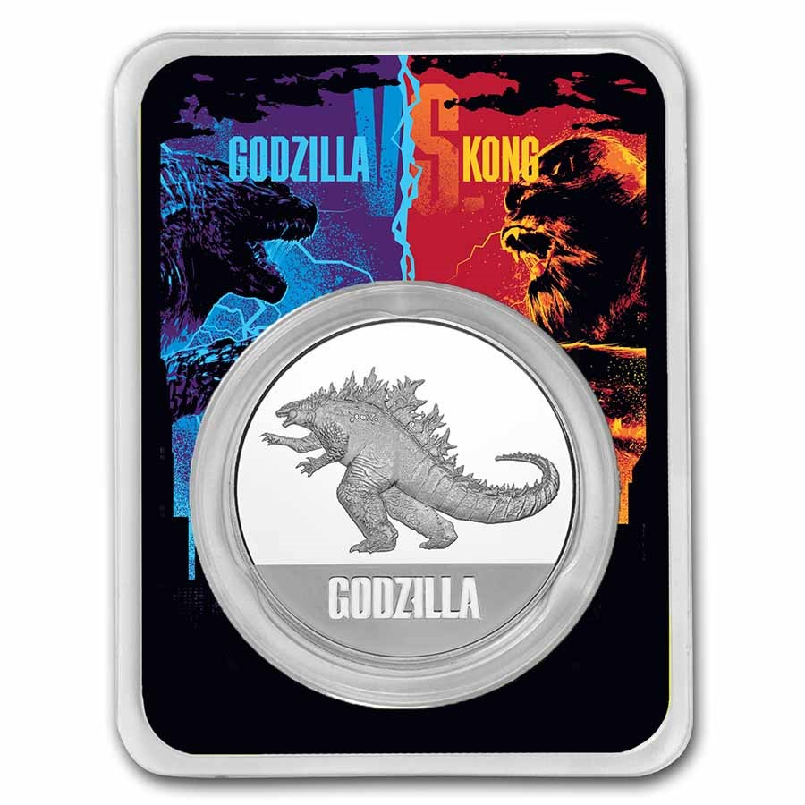 2021 Niue Godzilla Vs Kong - Godzilla - 1 oz .999 Silver Colorized BU Coin