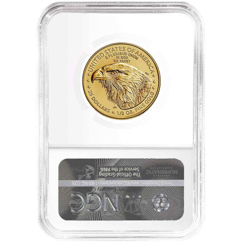 2021 $25 Gold Eagle 1/2 oz - Business Strike - Type 2 - NGC MS70 ER Early Release Jennis Norris Label