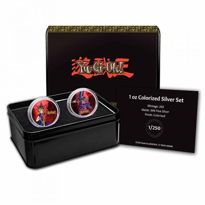2022 Niue Yugi-Oh! 25th Anniversary Dark Magician & Yami Yugi - 1oz .999 Silver Colorised Coin Set