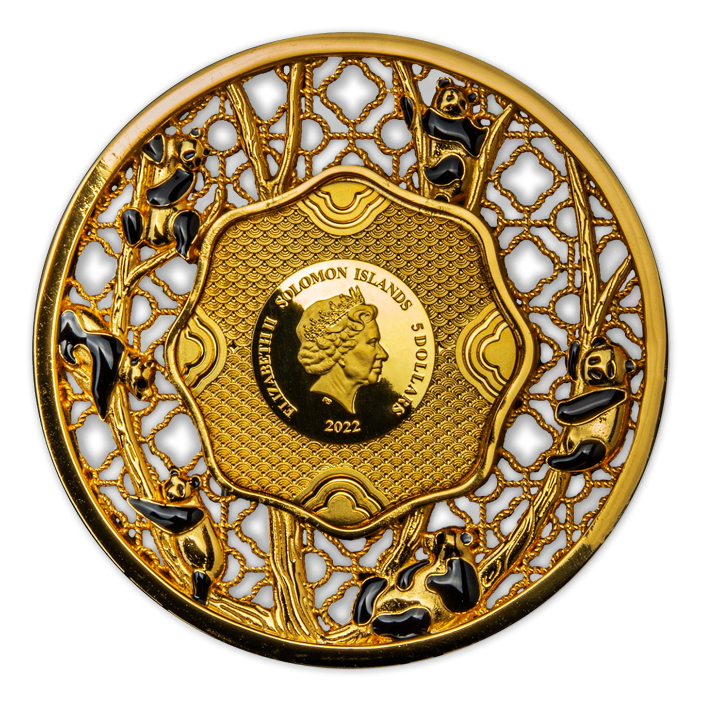 2022 Filigree Panda 2 oz Silver - Gold Plated