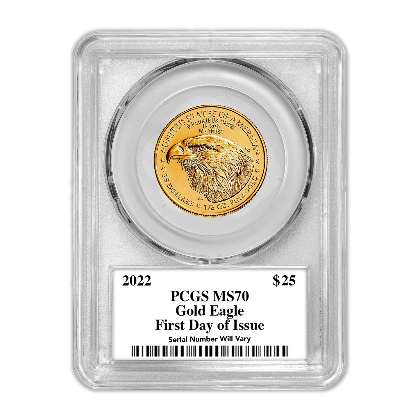 2022 $25 Gold Eagle - 1/2oz - Mint State - Type 2 - PCGS MS70 FDOI First Day of Issue Truman's Triumph Label