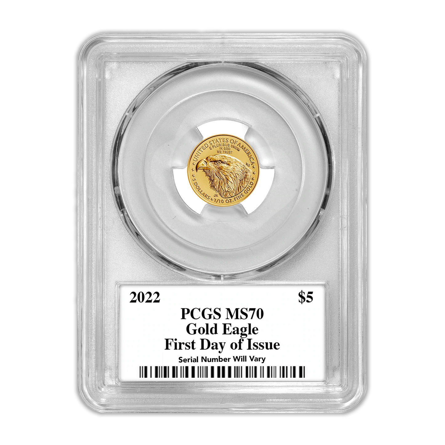 2022 $5 Gold Eagle - Mint State - Type 2 - PCGS MS70 FDOI First Day of Issue Trumans Triumph Label