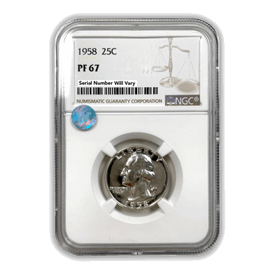 1958 Washington Silver Quarter Philadelphia - NGC PF67 Sight White