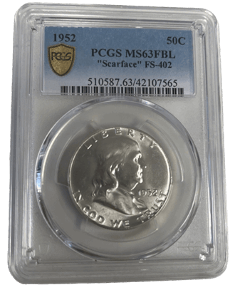 1952 Franklin Half Dollar MS63FBL" ScarFace"