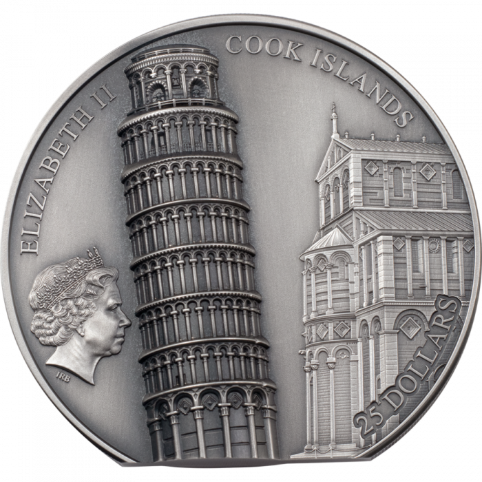 2022 Cook Islands Leaning Tower of Pisa - 5oz .999 Silver Antique Coin