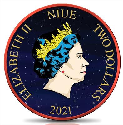 2021 Niue Wonder Woman Lady of the Night - Germania 1oz Colorized Silver Coin