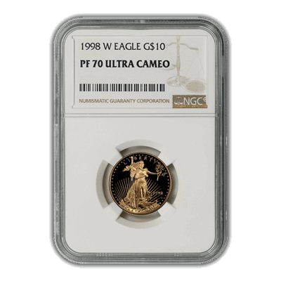 1998 $10 Gold Eagle - 1/4 oz - West Point Proof - NGC PF70