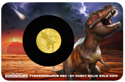 2021 Solomon Islands Age of Dinosaurs Tyrannosaurus Rex 0.5g Proof Gold coin
