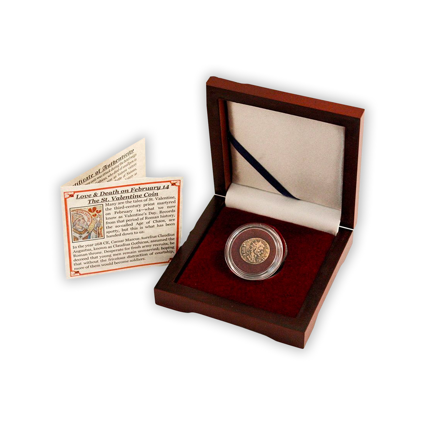 Father of Valentine's Day Box: Bronze Coin of Roman Emperor Claudius II Gothicus
