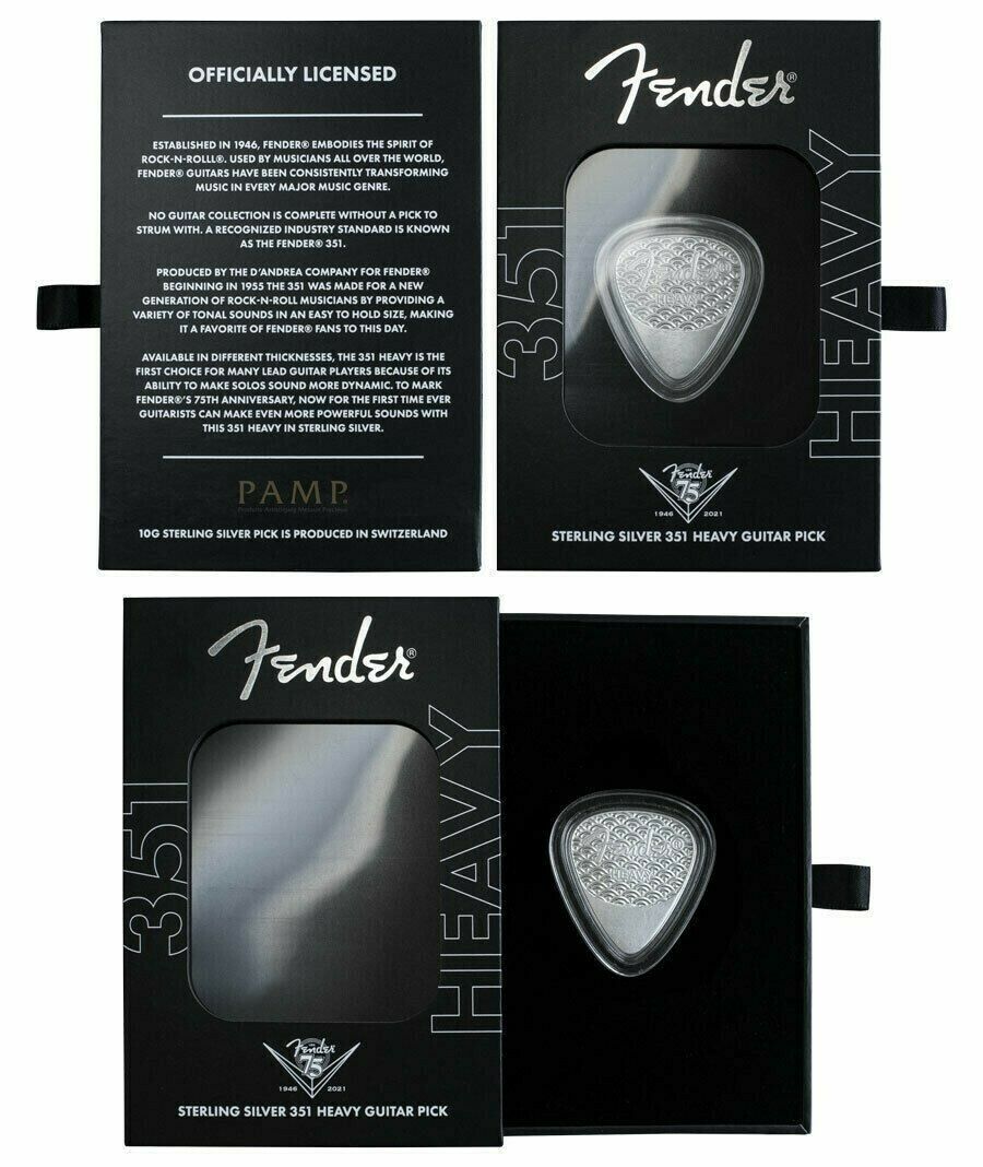 2021 Fender 351 Silver Guitar Pick - Pamp Suisse 10 Grams