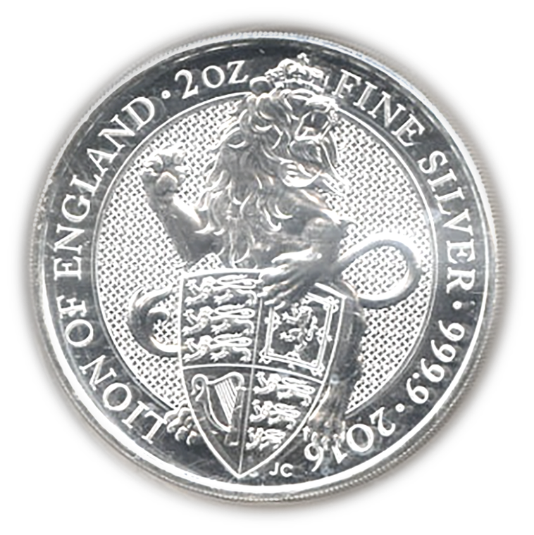 2016 Lion of England 2 Oz Silver Bullion - Queens Beast