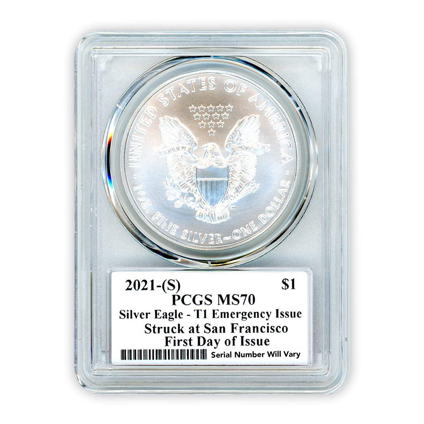 2021(S) Silver Eagle - Type 1 - PCGS MS70