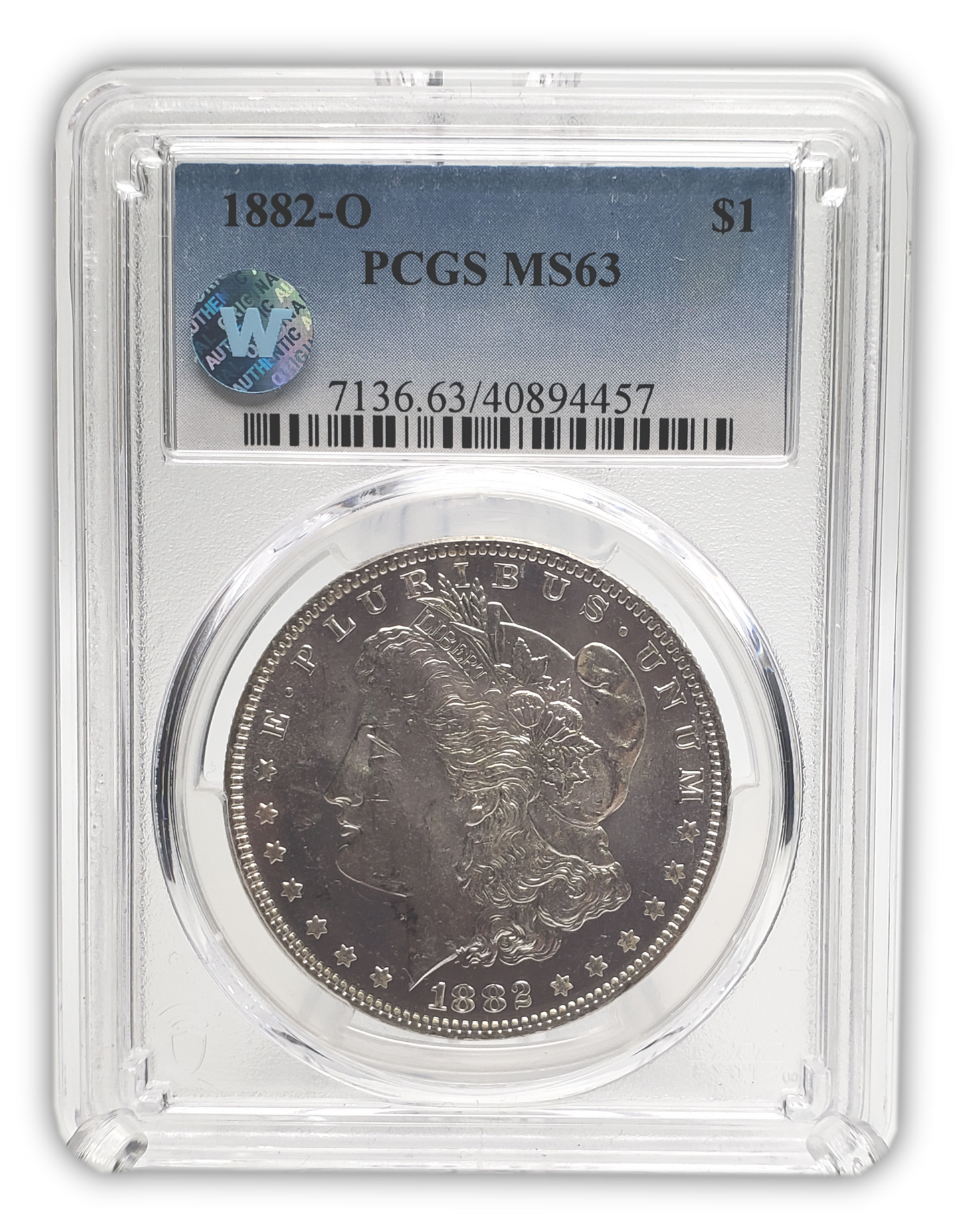 1882 Morgan Silver Dollar New Orleans - PCGS MS63 Sight White