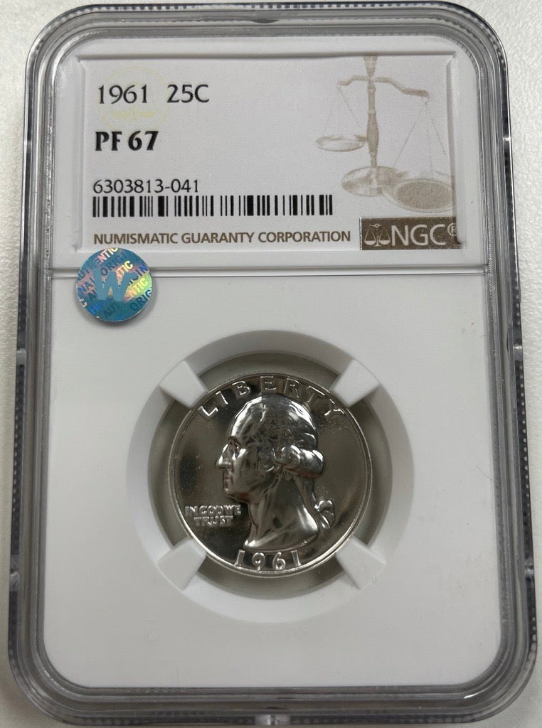 1961 Washington Silver Quarter Philadelphia - NGC PF67 Sight White