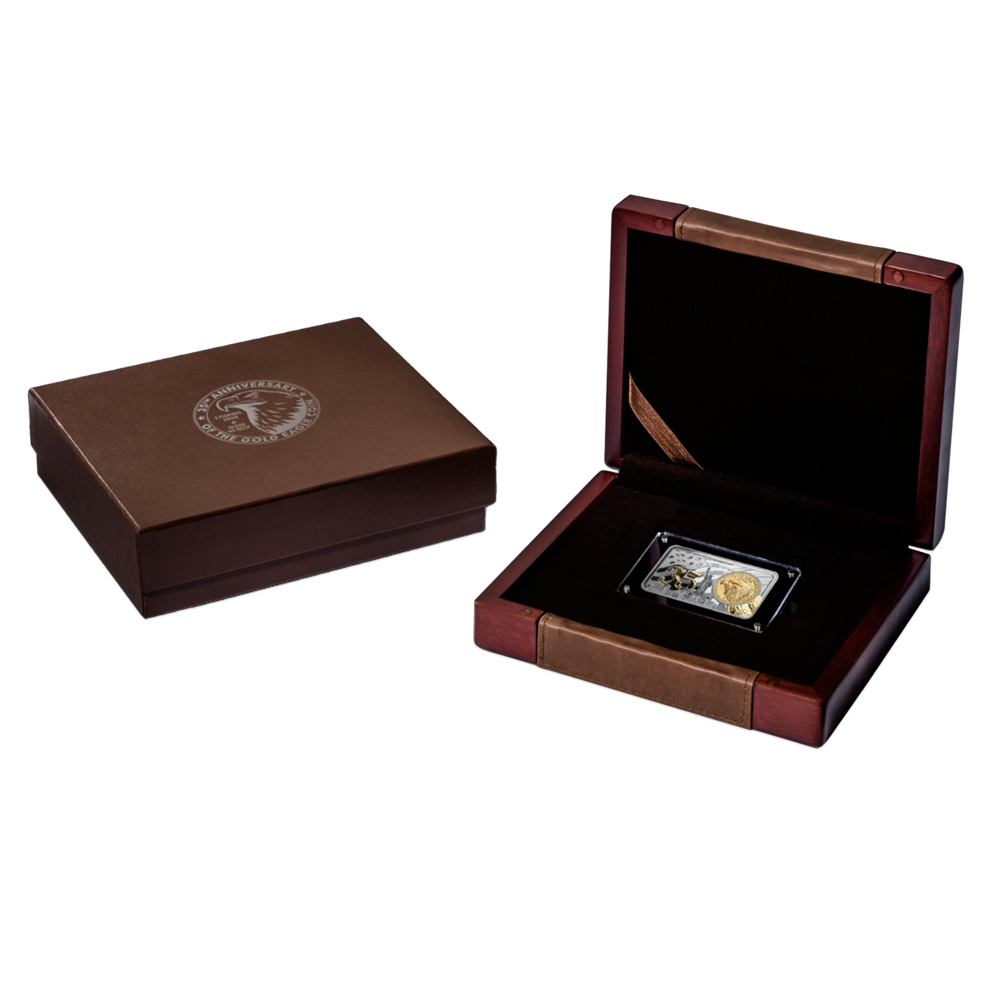2021 Gold Eagle Silver Bar Black Proof & 24 Gold Plating - Brilliant Uncirculated