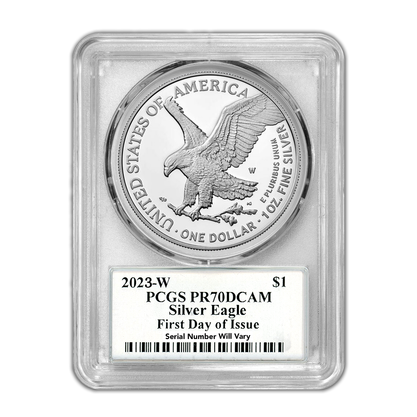 2023 W Silver Eagle - Proof - PCGS PR70 FDOI First Day of Issue Trumans Triumph Label