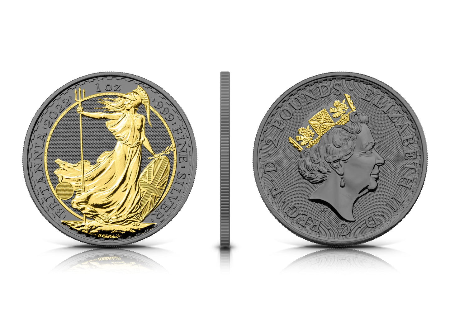 2022 Brittania Black Ruthenium & Gold Enhanced 1 oz Silver