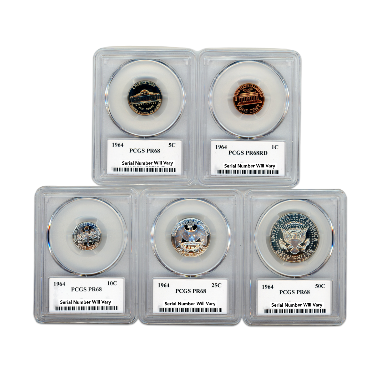 1964 US Proof Set - 5 Coins - PCGS PR68