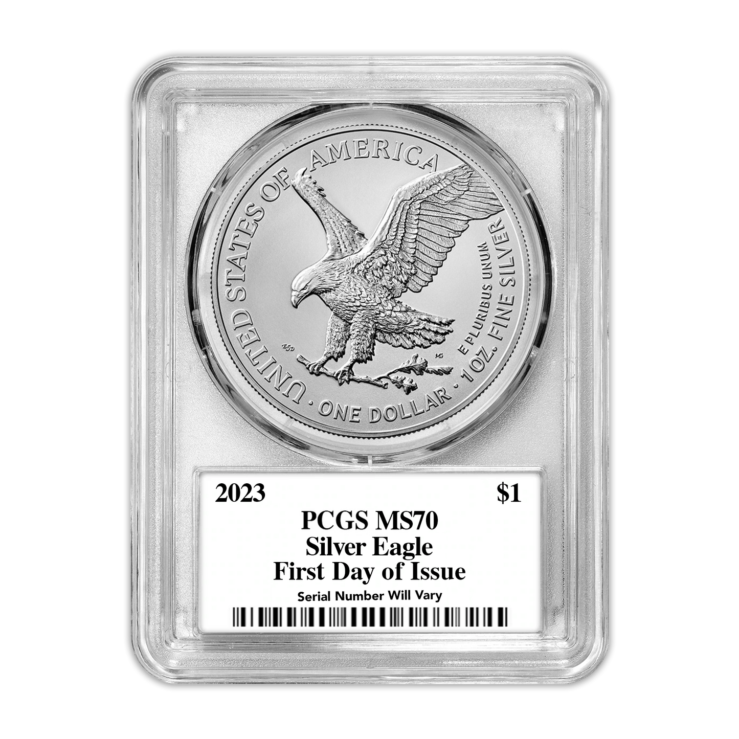 2023 Silver Eagle - Business Strike - Type 2 - PCGS MS70 FDOI First Day of Issue Trumans Triumph Label