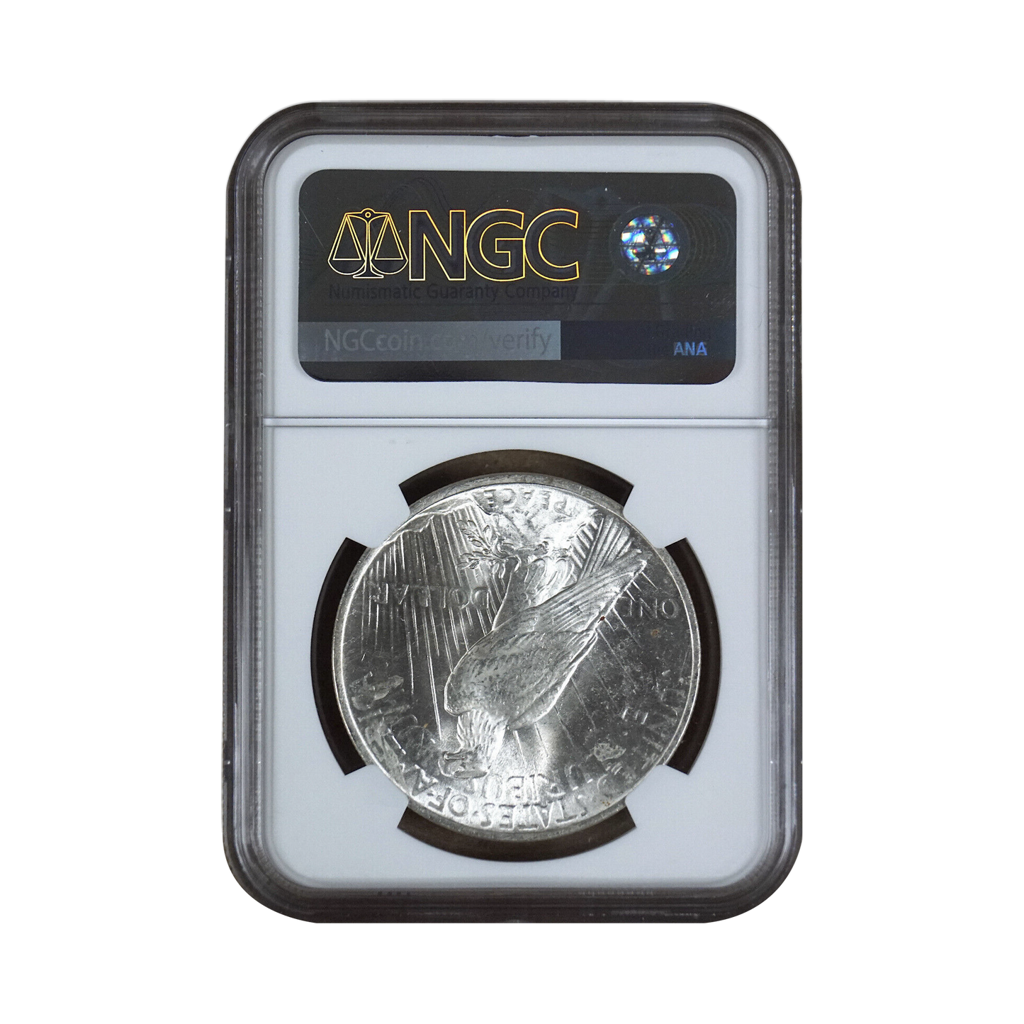 1923 Peace Dollar Philadelphia Brilliant Uncirculated in God We Trust Label - NGC