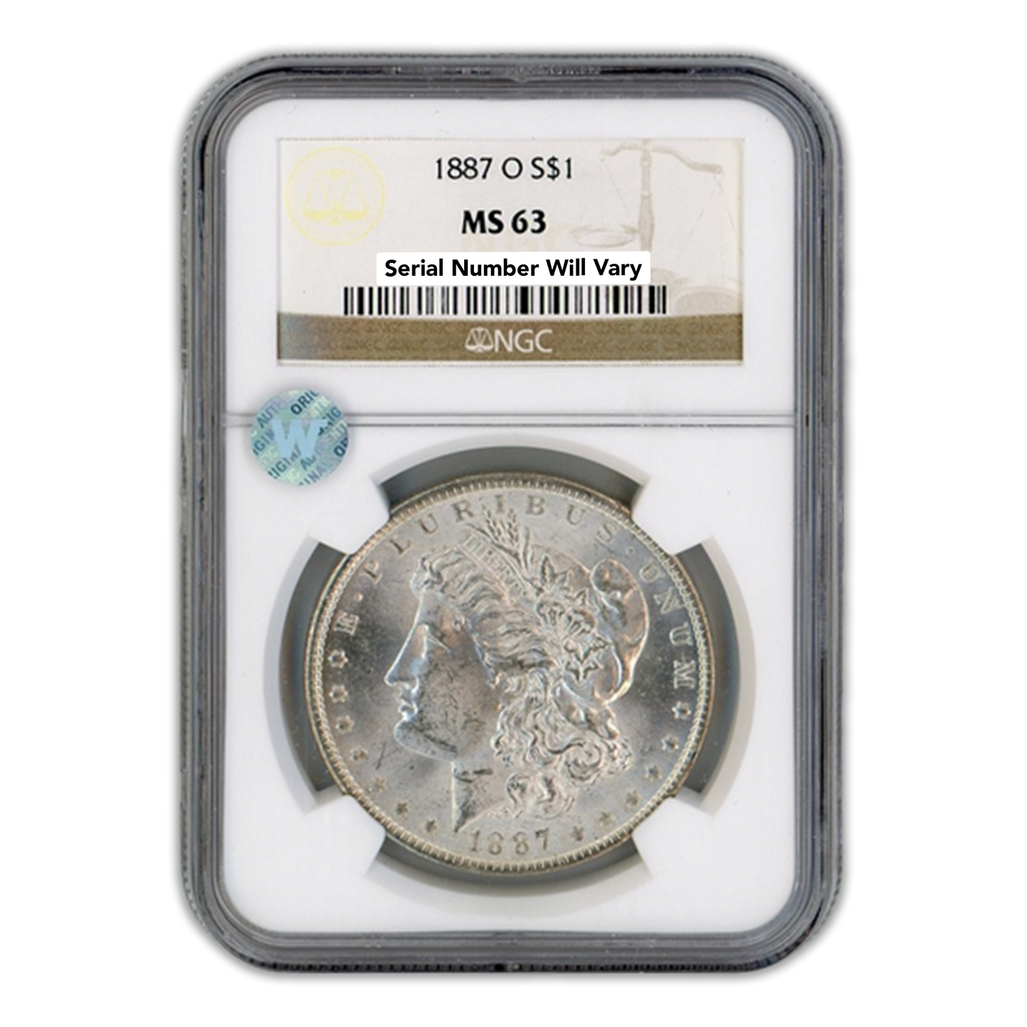 1887-O Morgan Silver Dollar New Orleans - NGC MS63 Sight White