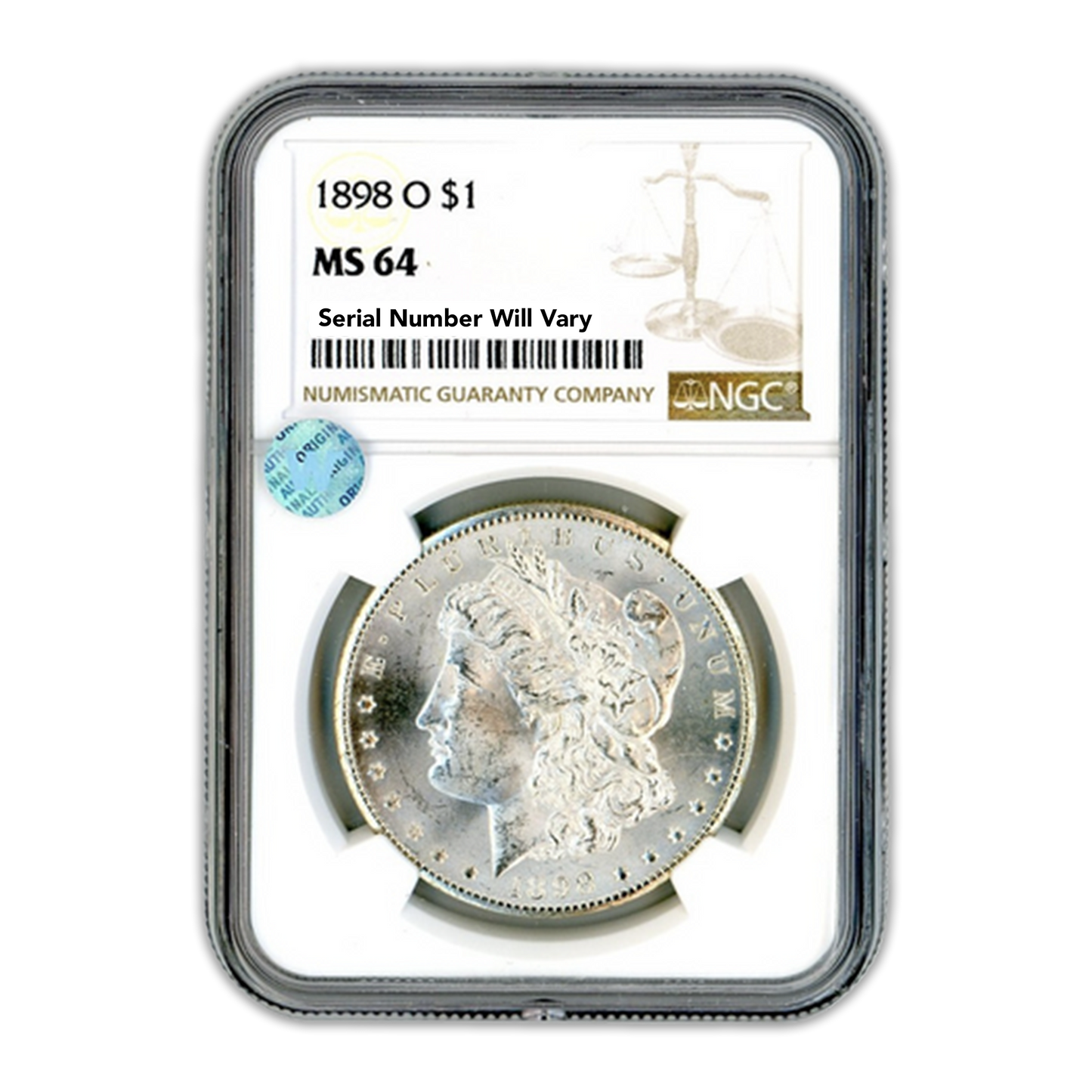 1898-O Morgan Silver Dollar New Orleans - NGC MS64 Sight White