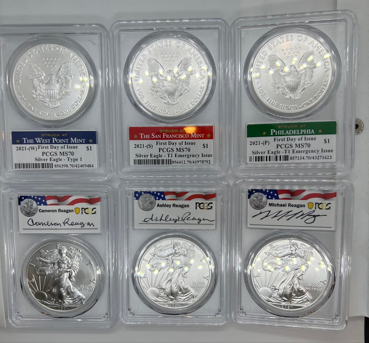 2021-PSW American Eagle Reagan Legacy Silver 3 pc. Set - PCGS MS70 First Day of Issue