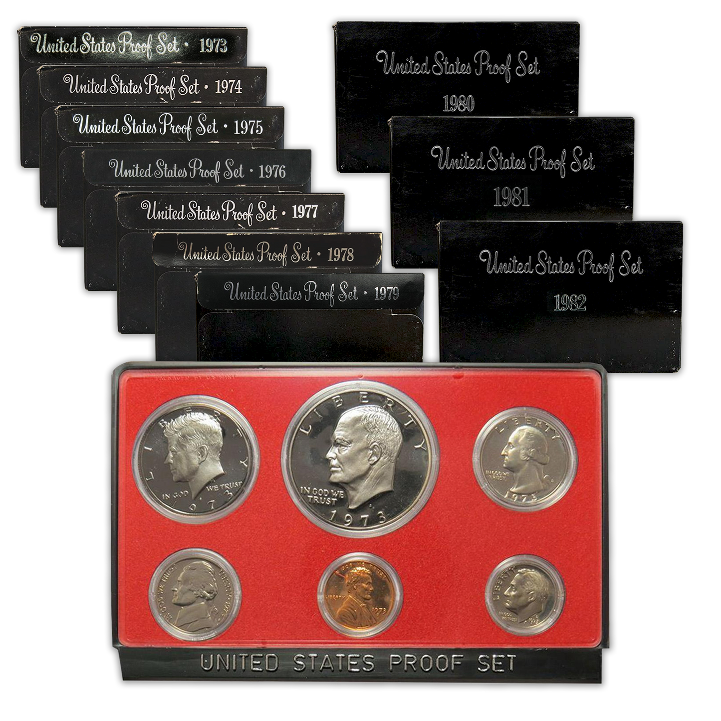 1973-1982 Vintage US Dollar Proof Set - 10 Sets