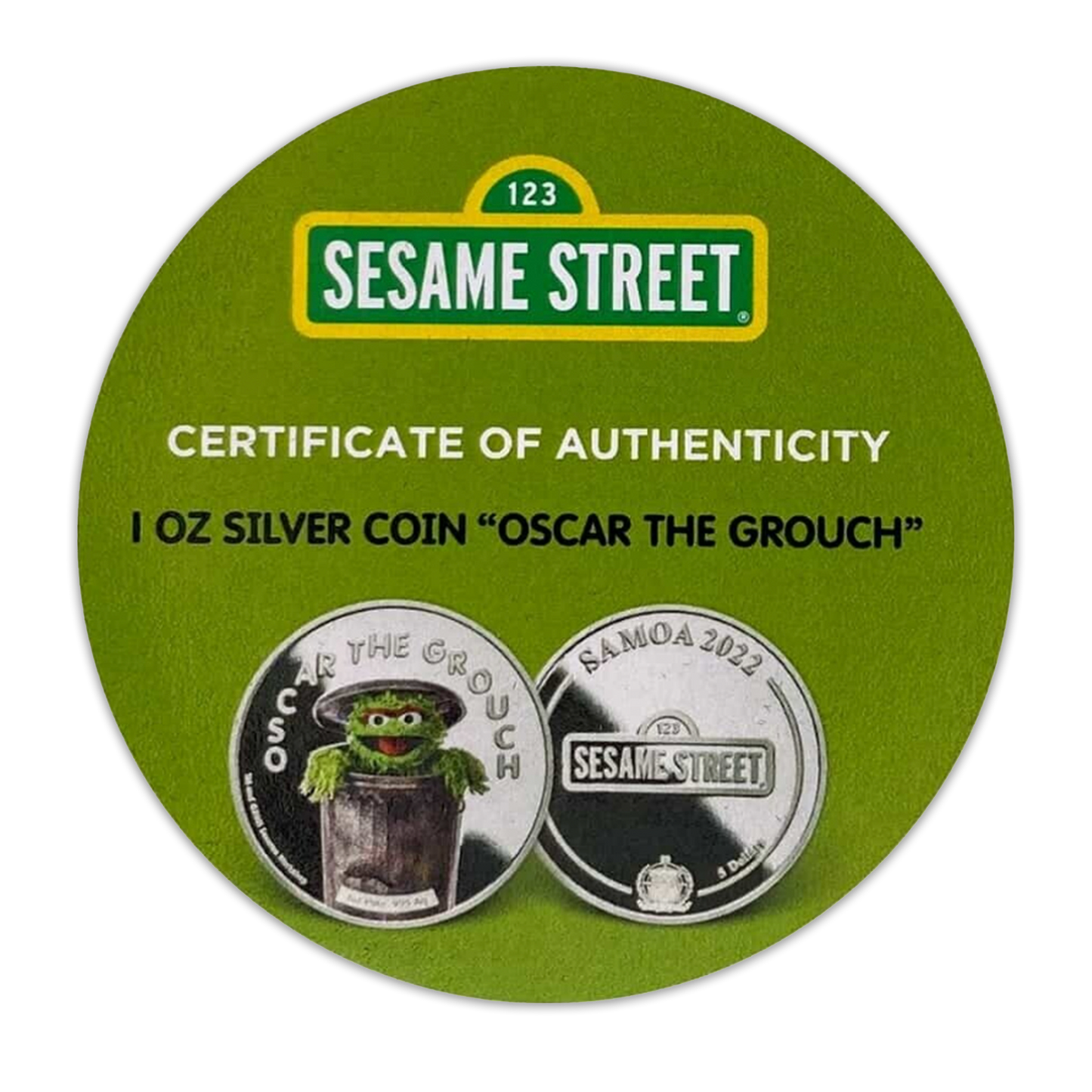 2022 1 oz Samoa Silver Oscar The Grouch - Sesame Street