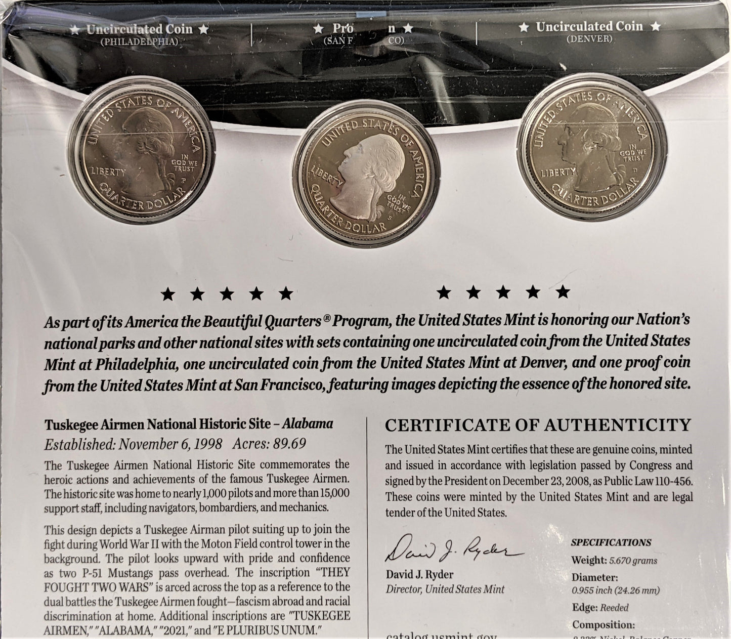 America The Beautiful Quarters - National Park Series Tuskegee Airmen - Three Coin Set