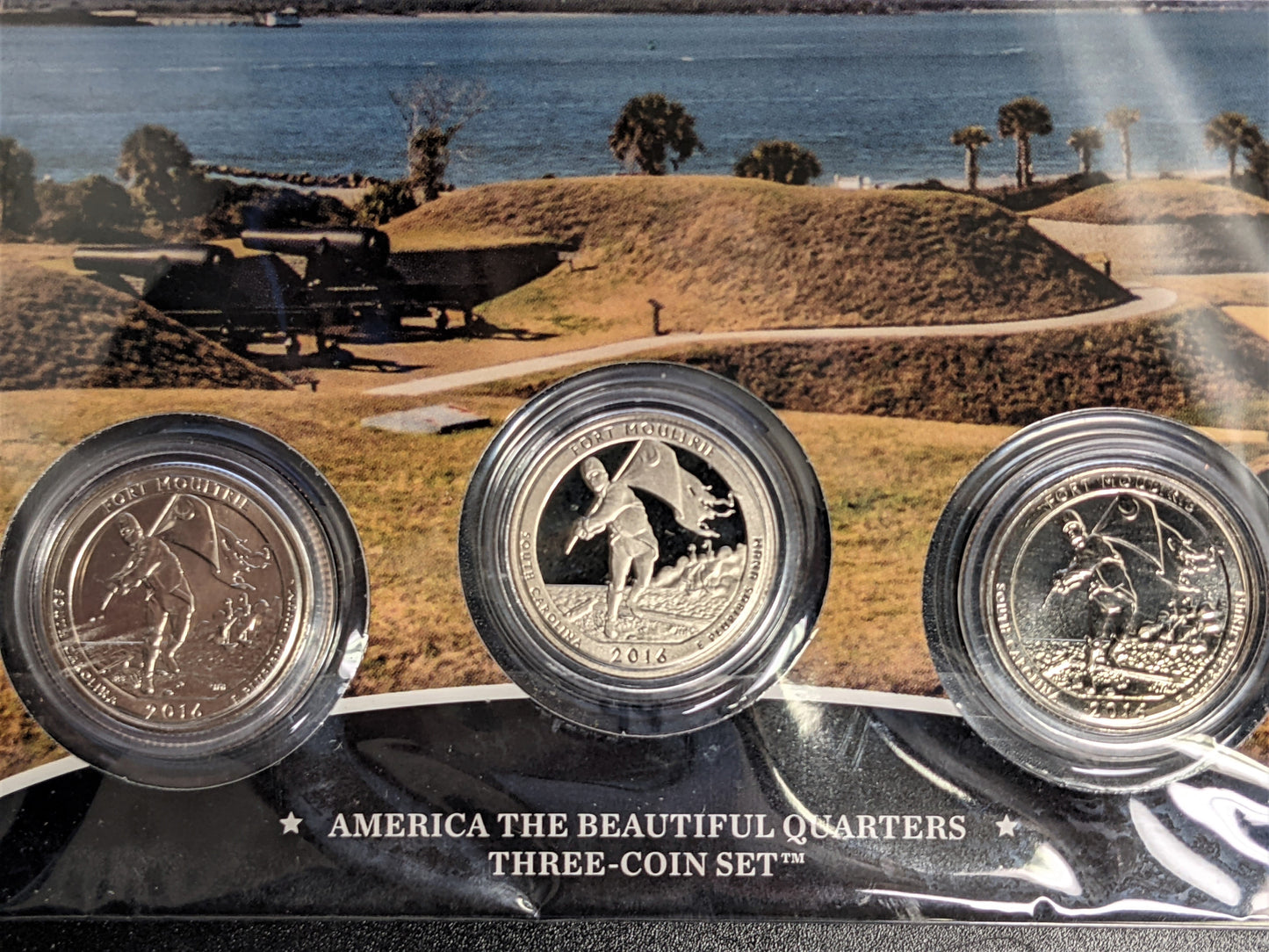 America The Beautiful Quarters - Fort Sumpter Monument Fort Moultrie - Three Coin Set Unopened