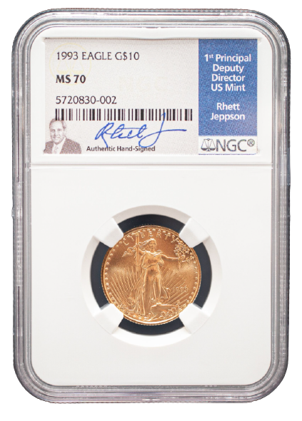 1993 $10 Gold Eagle 1/4 oz - NGC MS70 Jeppson Label