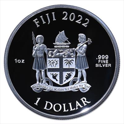 2022 Fiji Blue Marble Domed shape .999 Silver Coloured Proof Coin