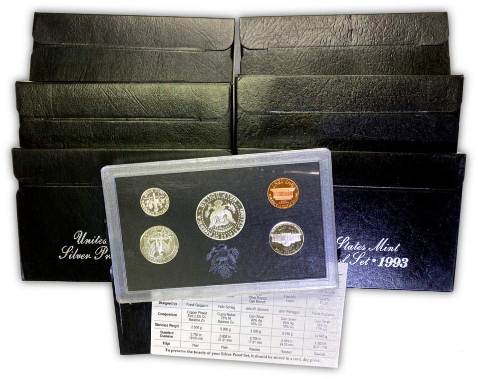 1993 to 1998 Silver Proof Sets (6 sets)