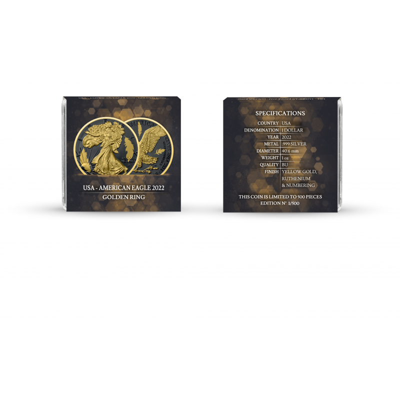 2022 Silver Eagle Golden Ring - Black Ruthenium & Gold Enhanced 1 oz Silver