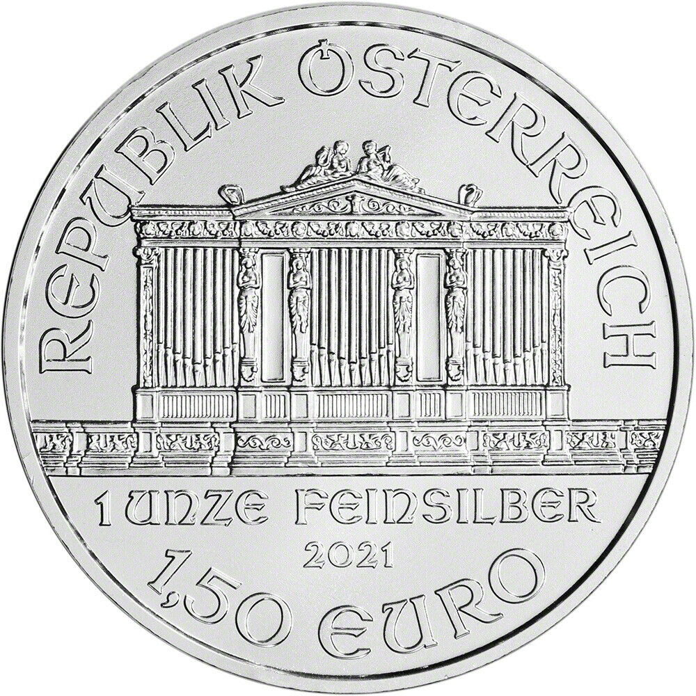 2021 Austria Philharmonic 1oz Silver 1.5 Euro-Brilliant Uncirculated