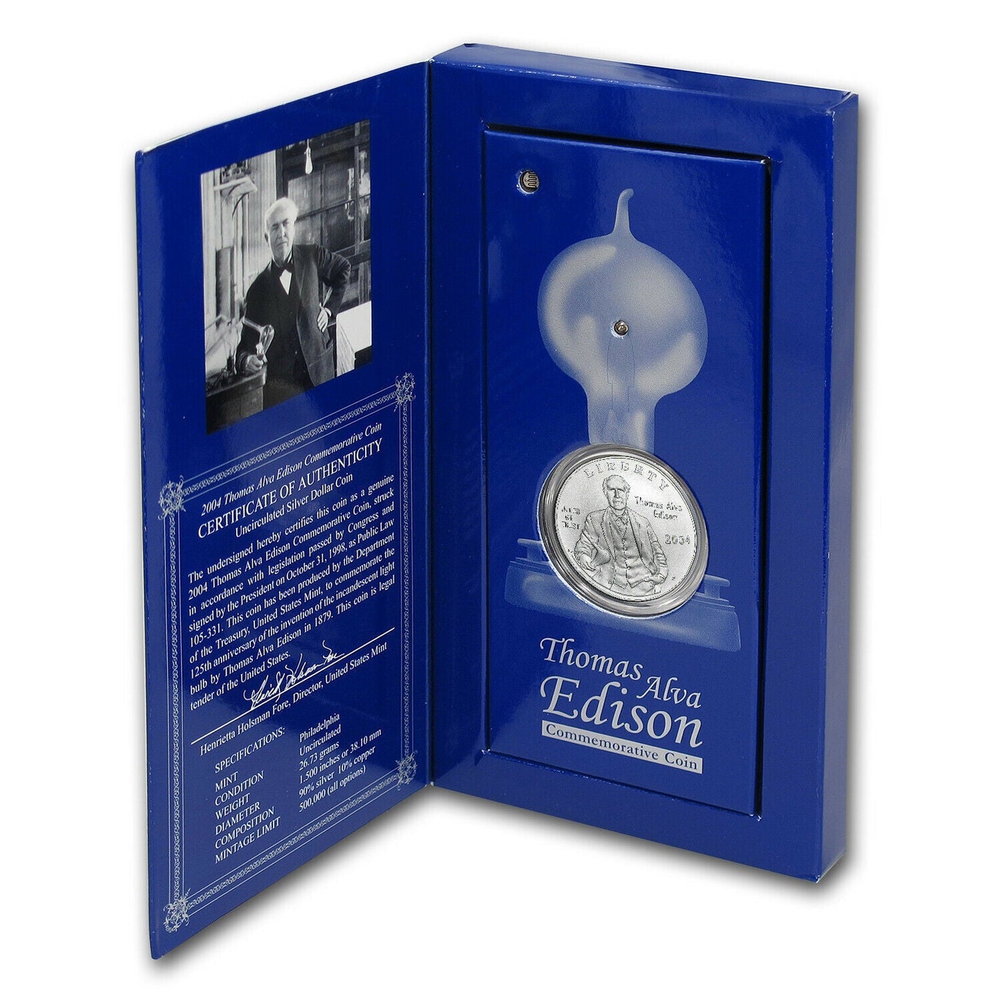 2004 ThomasA. Edison Commem BU Silver Coin