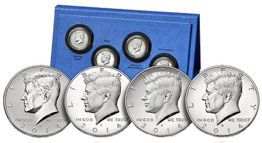 2014 Kennedy Silver Half Dollars - 4 pc Anniversary Set